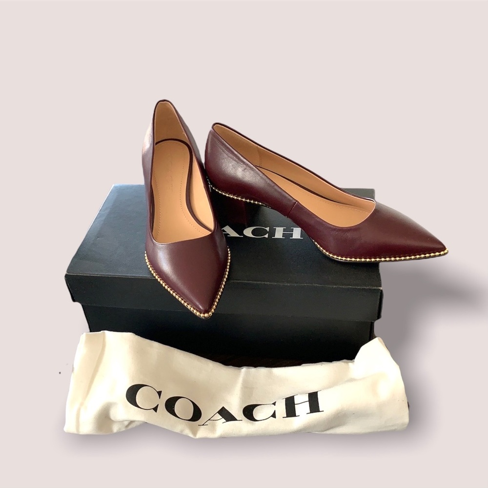 60% off brand new Coach leather heels in wine color size 5 Willa 45 Leather Pum